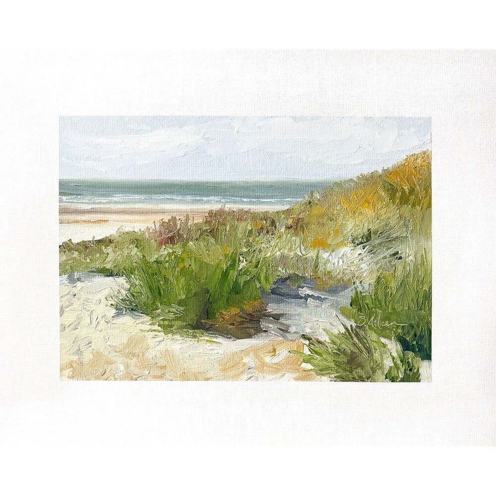 8x10 Original Oil Landscape Painting Seascape Impressionist Beach Dunes Signed
